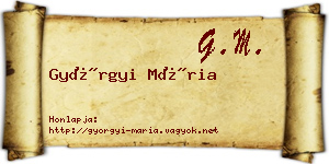 Györgyi Mária névjegykártya